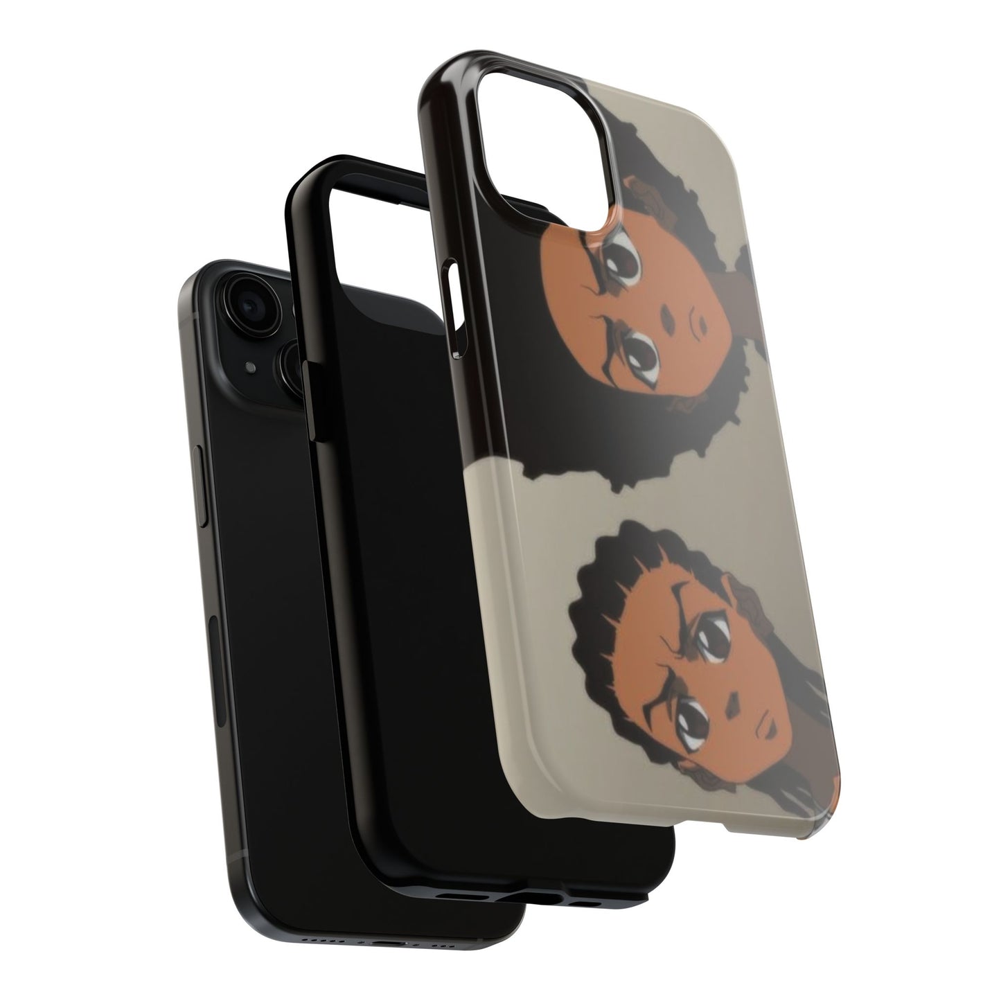 Tough Phone Case — Afro Anime Duo Face Design, Protective Shockproof Cover