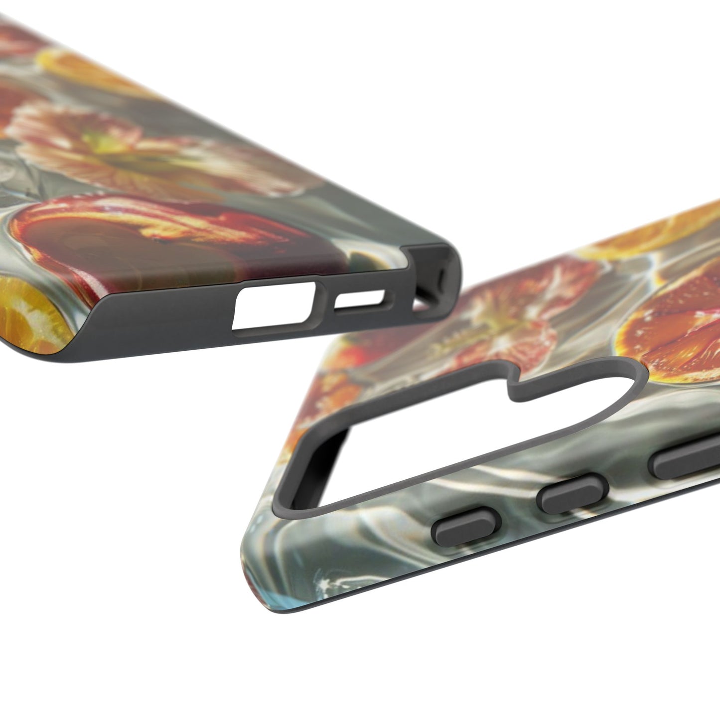 Citrus & Hibiscus Protective Phone Case – Summer Fruit Water Print Tough Case