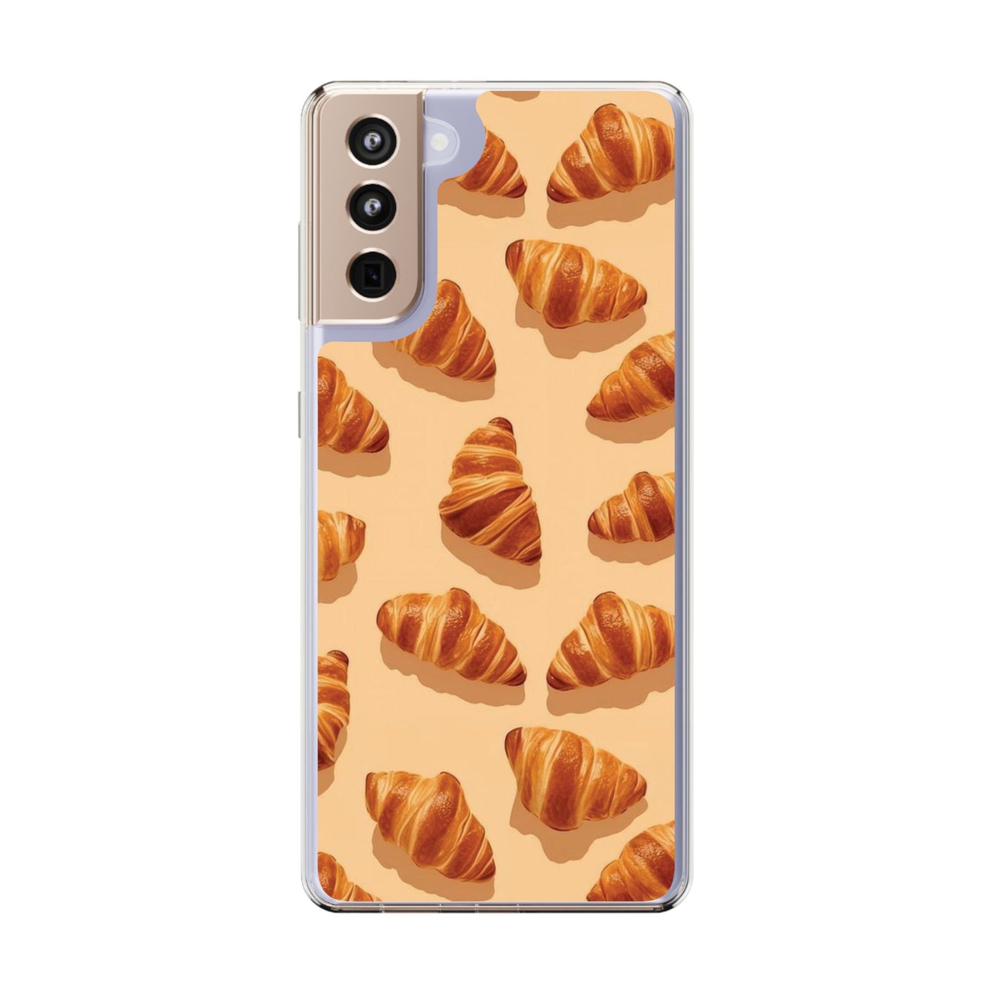 Croissant Pattern Clear Phone Case — Bakery-themed Transparent iPhone Cover