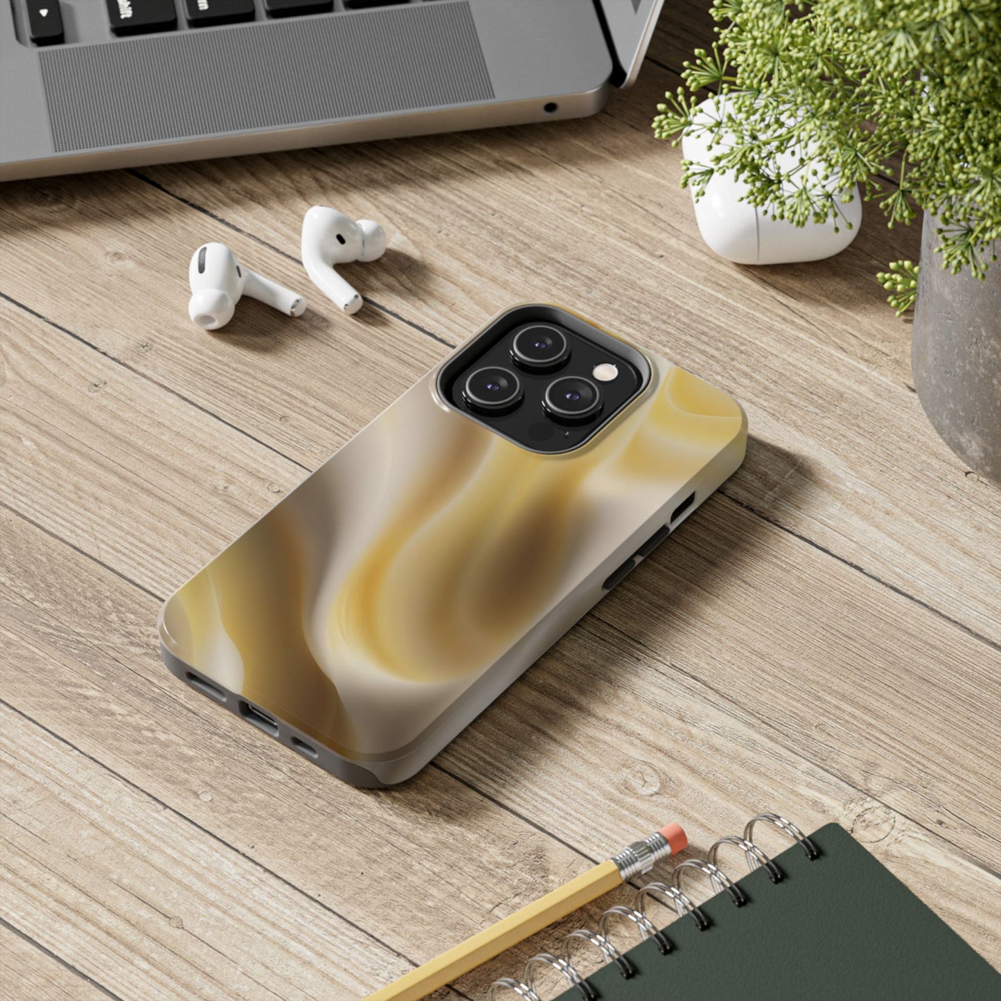 Gold Marble Tough Phone Case — Protective iPhone Case with Elegant Swirl Design