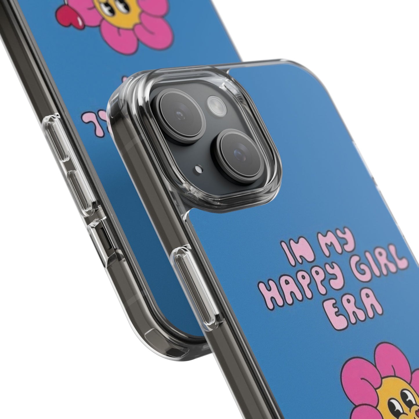 Clear Impact-Resistant Phone Case — “I’m My Happy Girl Era” Cute Flower Design