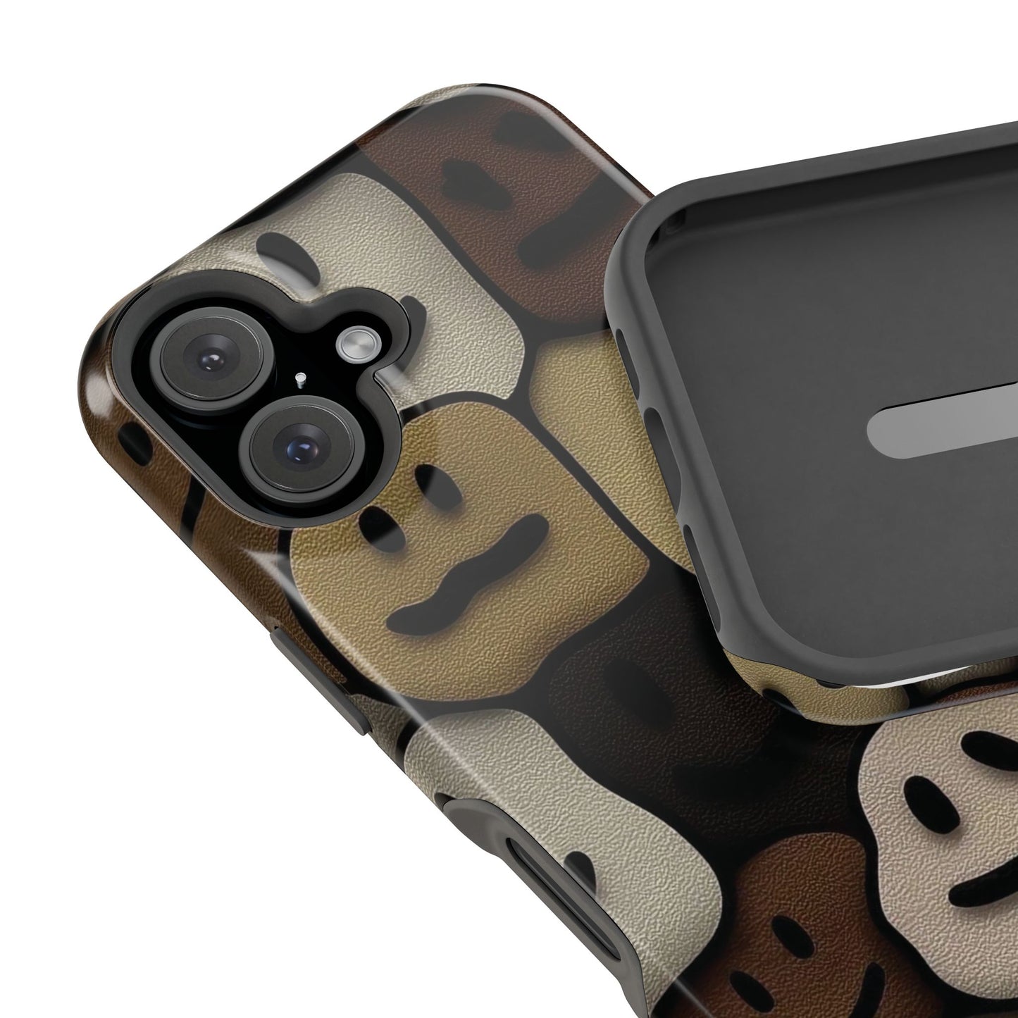 Magnetic Impact-Resistant Case — Brown Smiley Tile Phone Cover