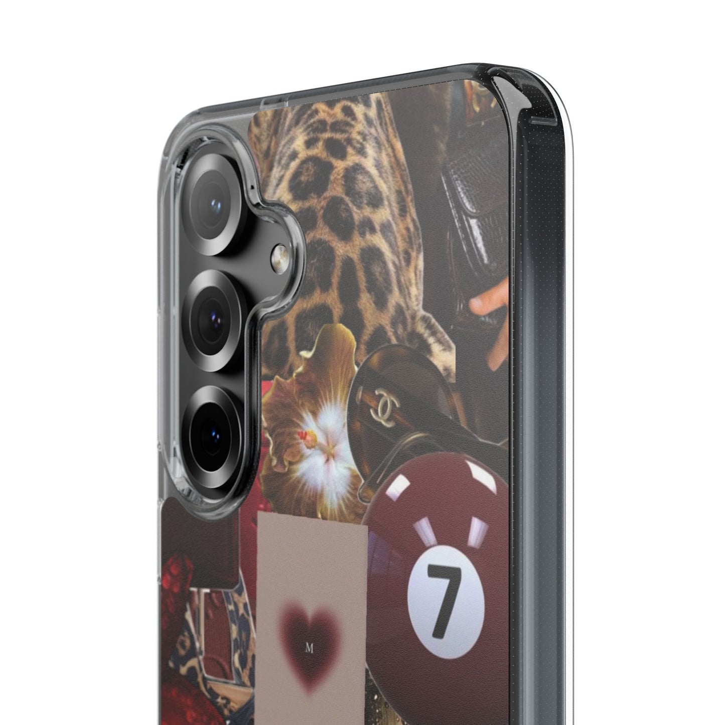 Clear Impact-Resistant Phone Case — Retro Cherry Collage Design