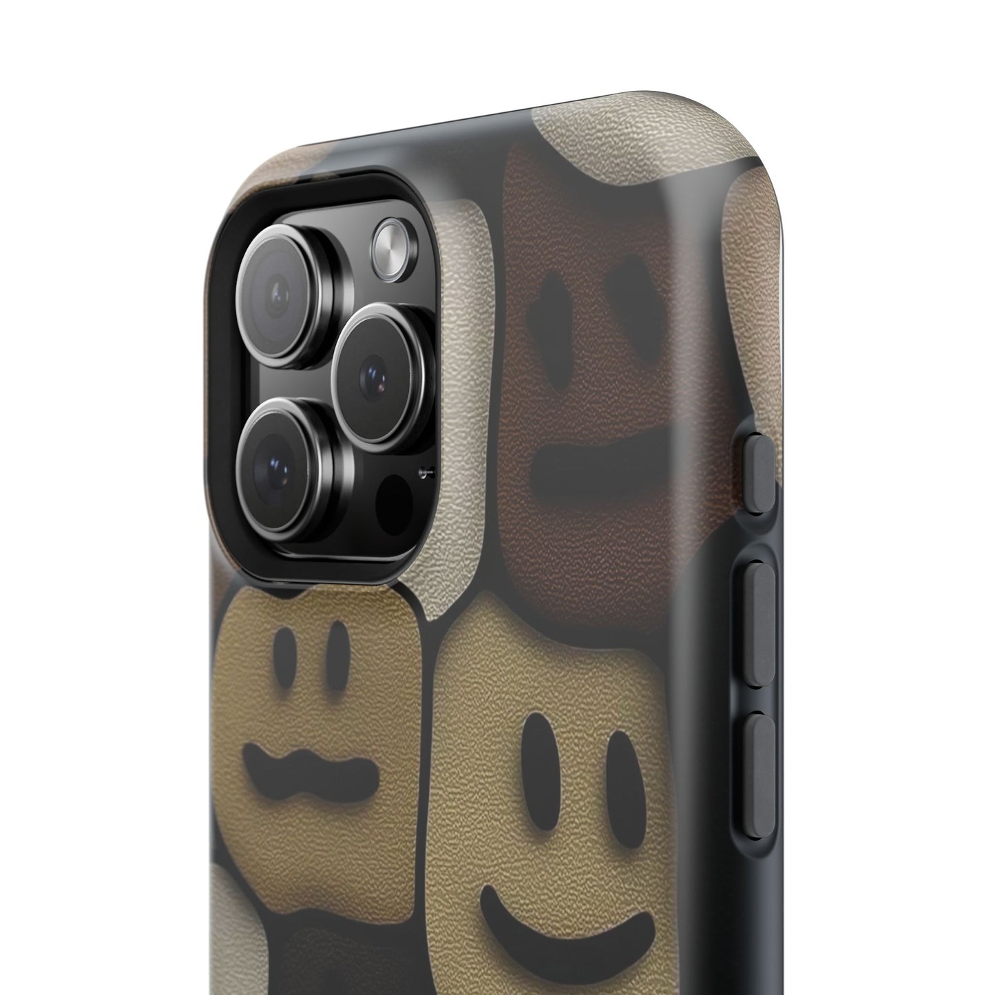 Magnetic Impact-Resistant Case — Brown Smiley Tile Phone Cover