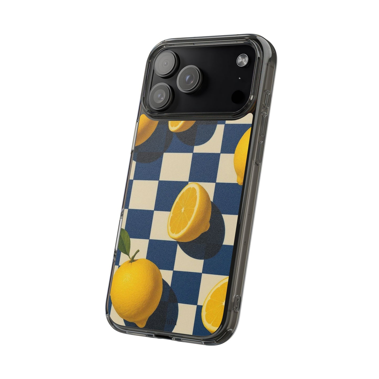 Clear Impact-Resistant Case — Retro Checkered Lemons Phone Case