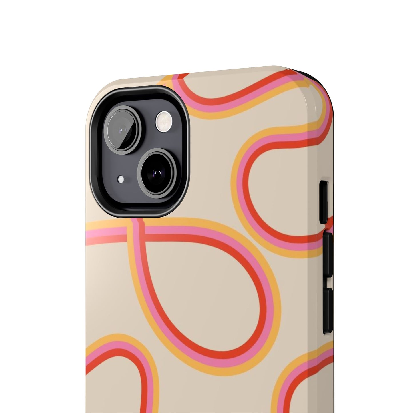 Retro Swirl Tough Phone Case — Beige Pink Orange Abstract Protection