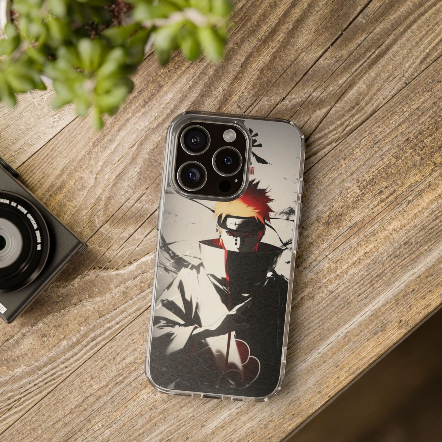 Clear Impact-Resistant Phone Case — Anime Akatsuki Shadow Design