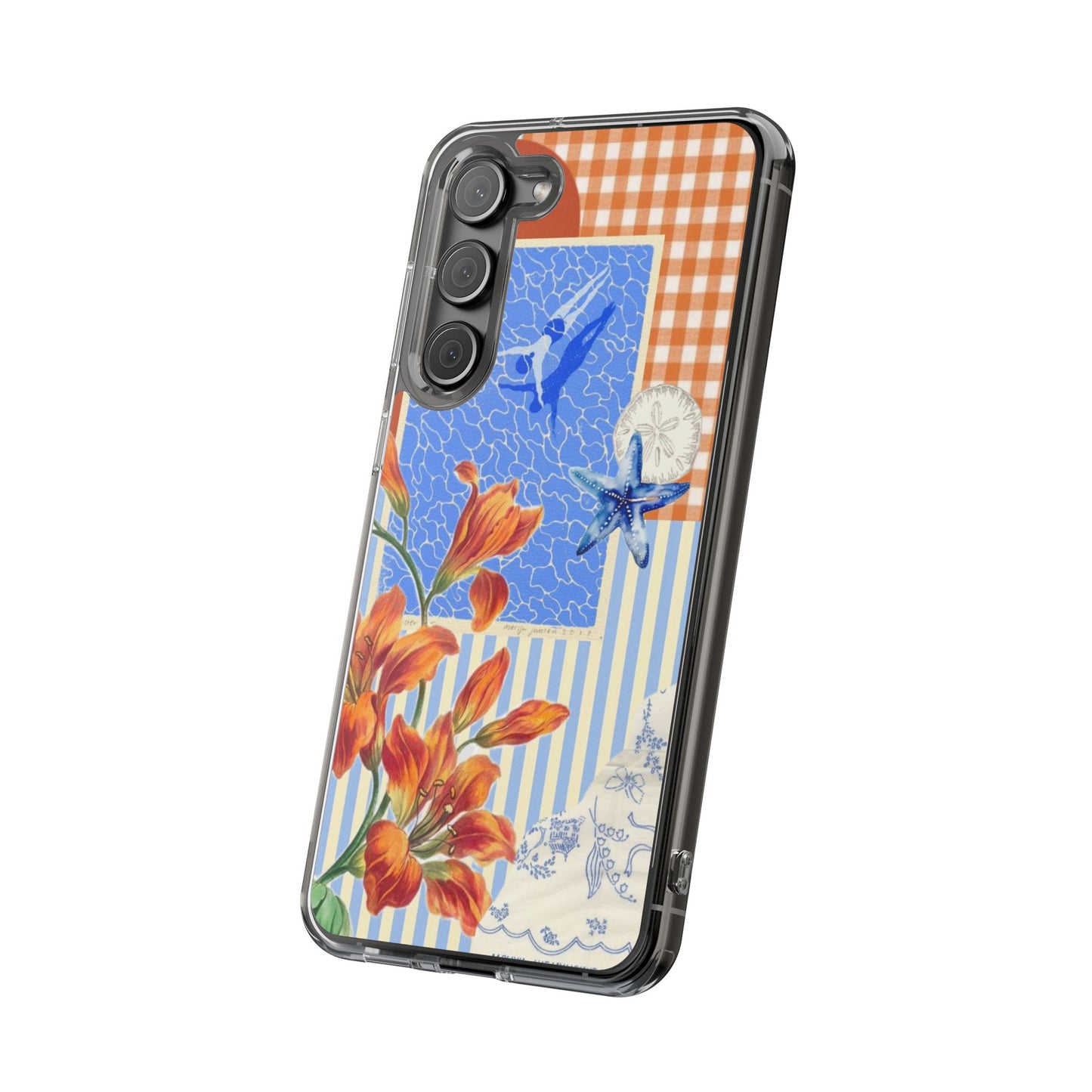 Floral Patchwork Clear Impact-Resistant Phone Case