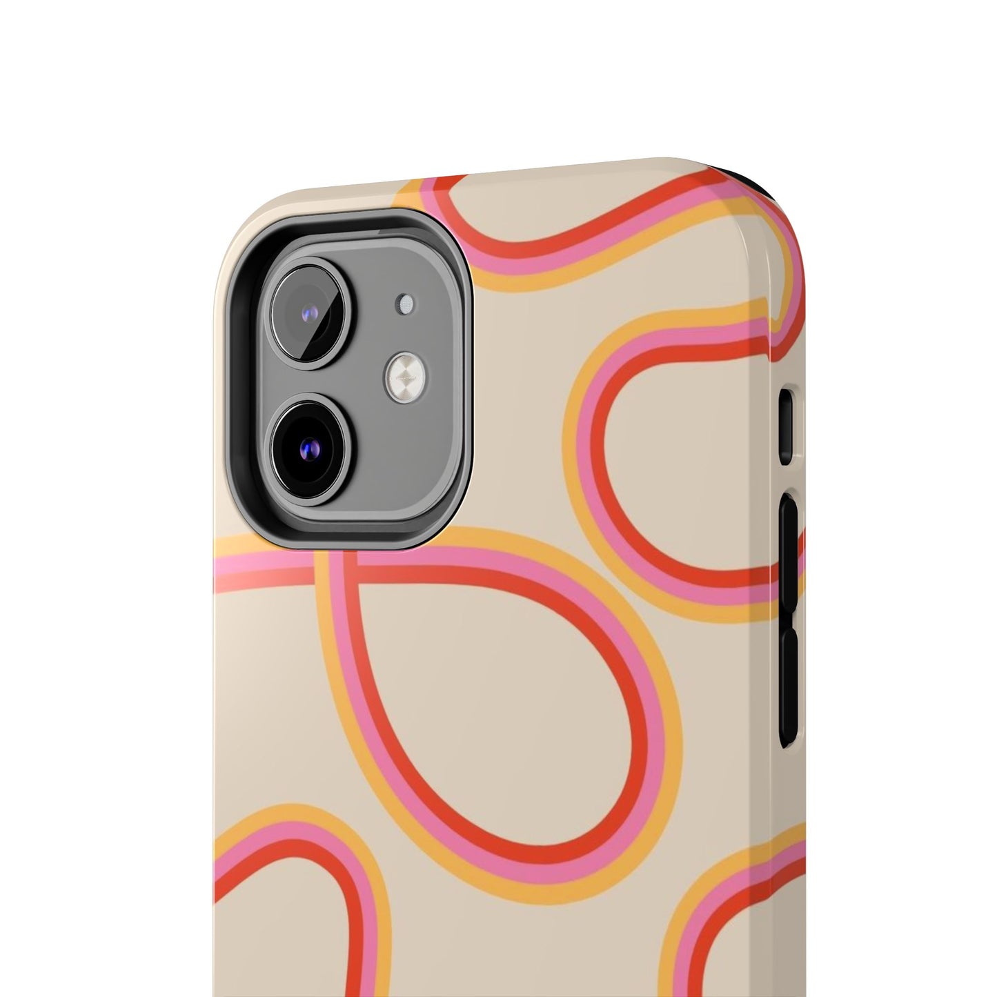 Retro Swirl Tough Phone Case — Beige Pink Orange Abstract Protection
