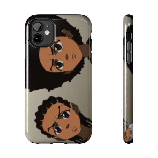 Tough Phone Case — Afro Anime Duo Face Design, Protective Shockproof Cover
