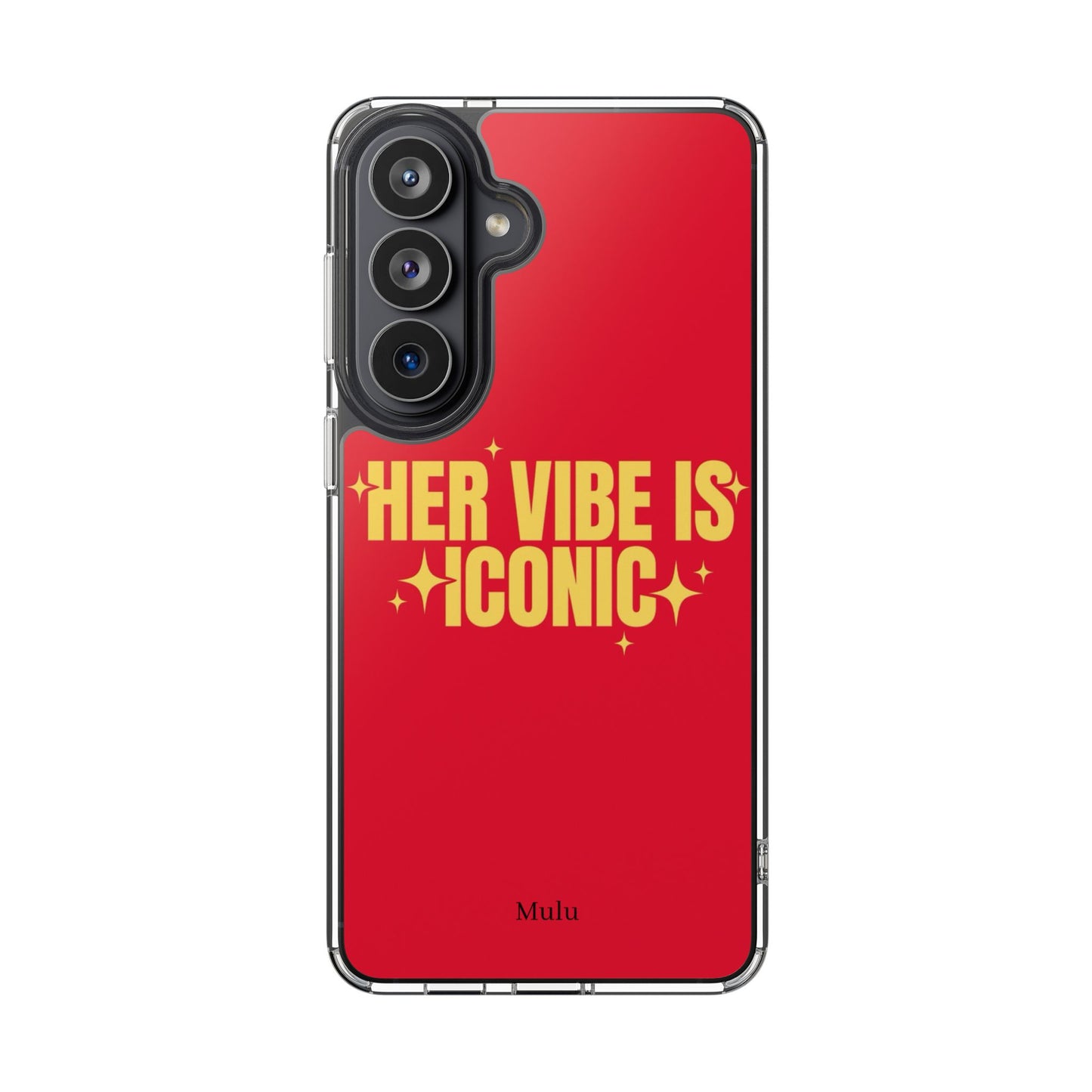 Clear Impact-Resistant Phone Case — "Her Vibe Is Iconic" Red Protective Cover