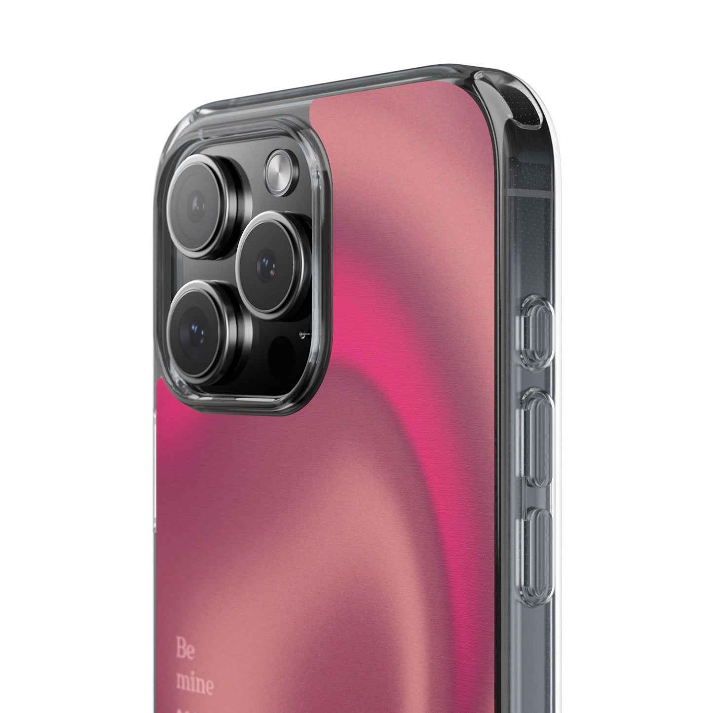 Clear Impact Phone Case — Pink Satin Swirl "Be mine" Design