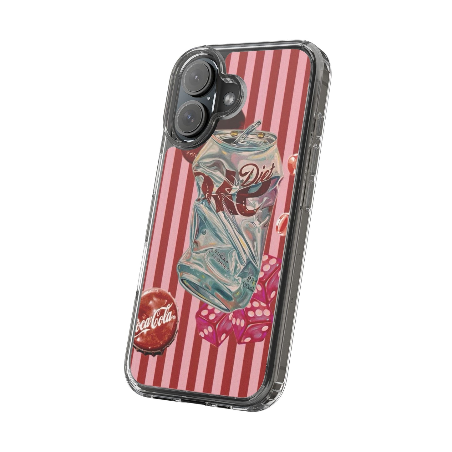 Diet Cola Crush Clear Phone Case – Retro Soda Pop Design