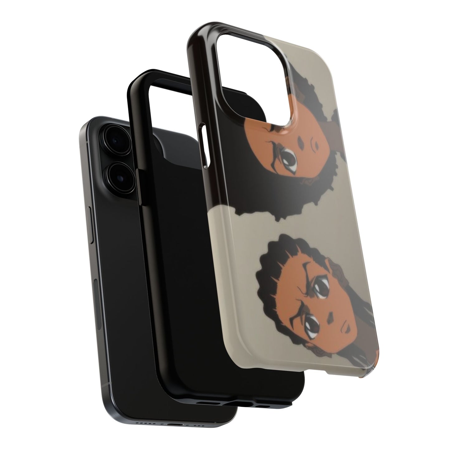 Tough Phone Case — Afro Anime Duo Face Design, Protective Shockproof Cover