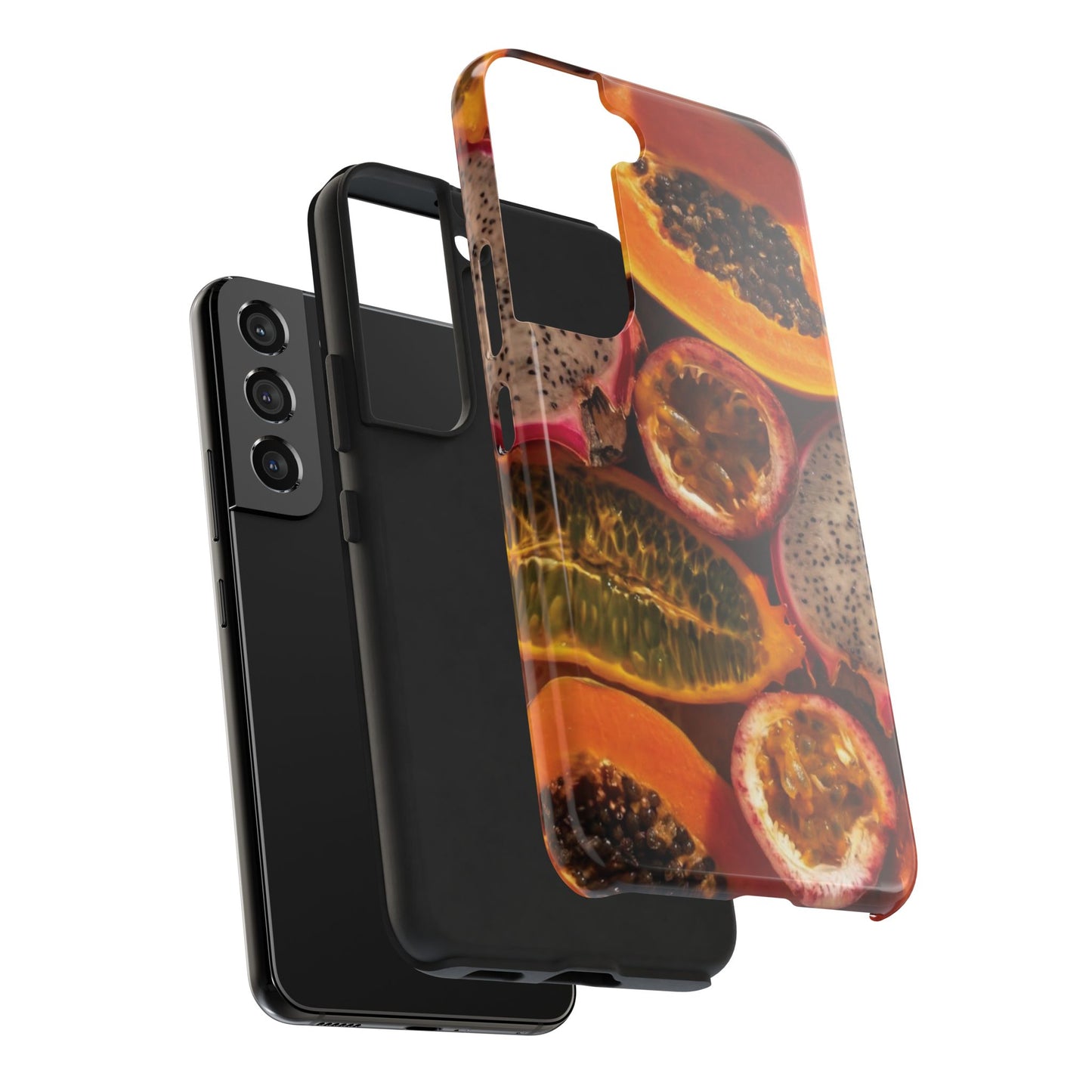 Tropical Fruit Tough Phone Case — Papaya & Dragon Fruit Design