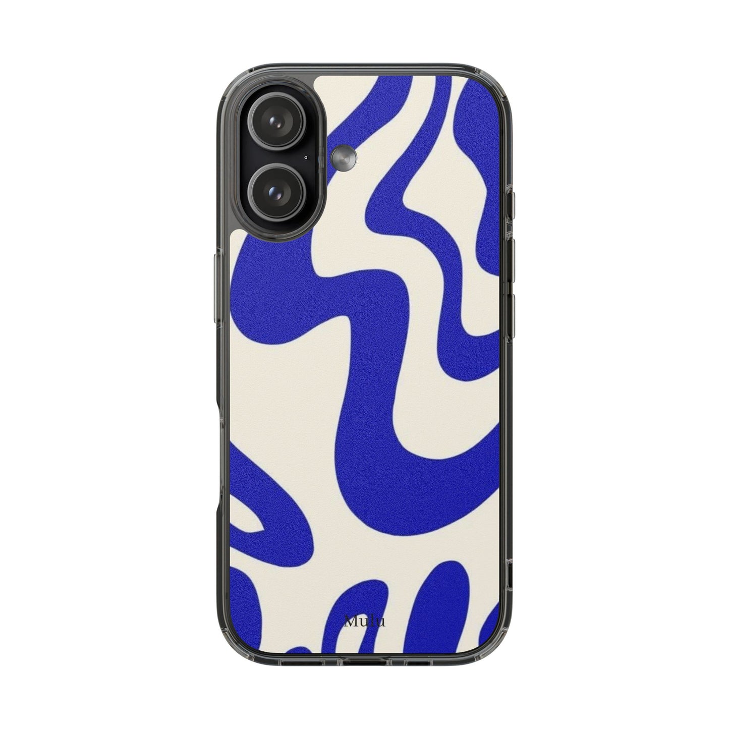 Clear Impact-Resistant Case — Blue Abstract Wavy Pattern