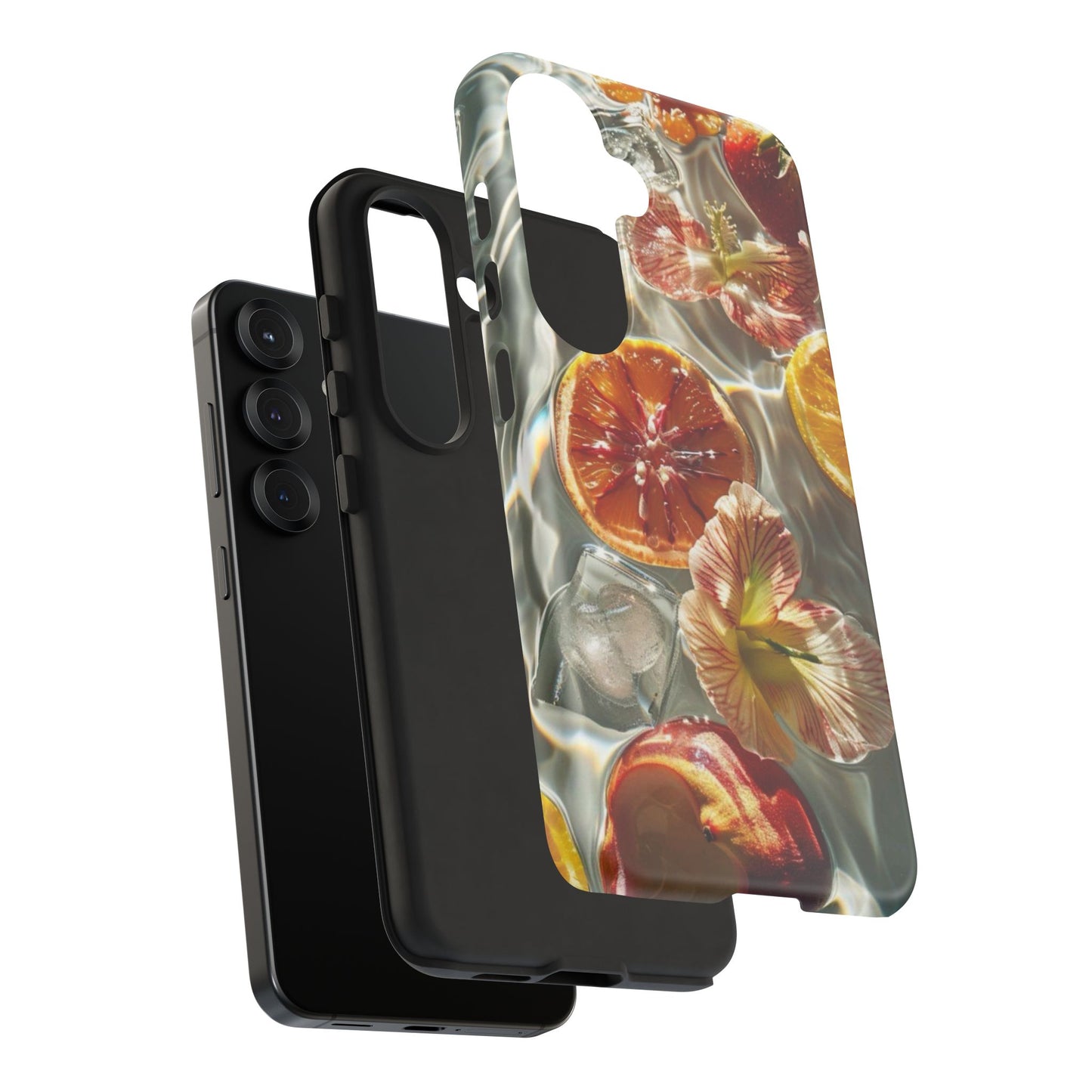 Citrus & Hibiscus Protective Phone Case – Summer Fruit Water Print Tough Case