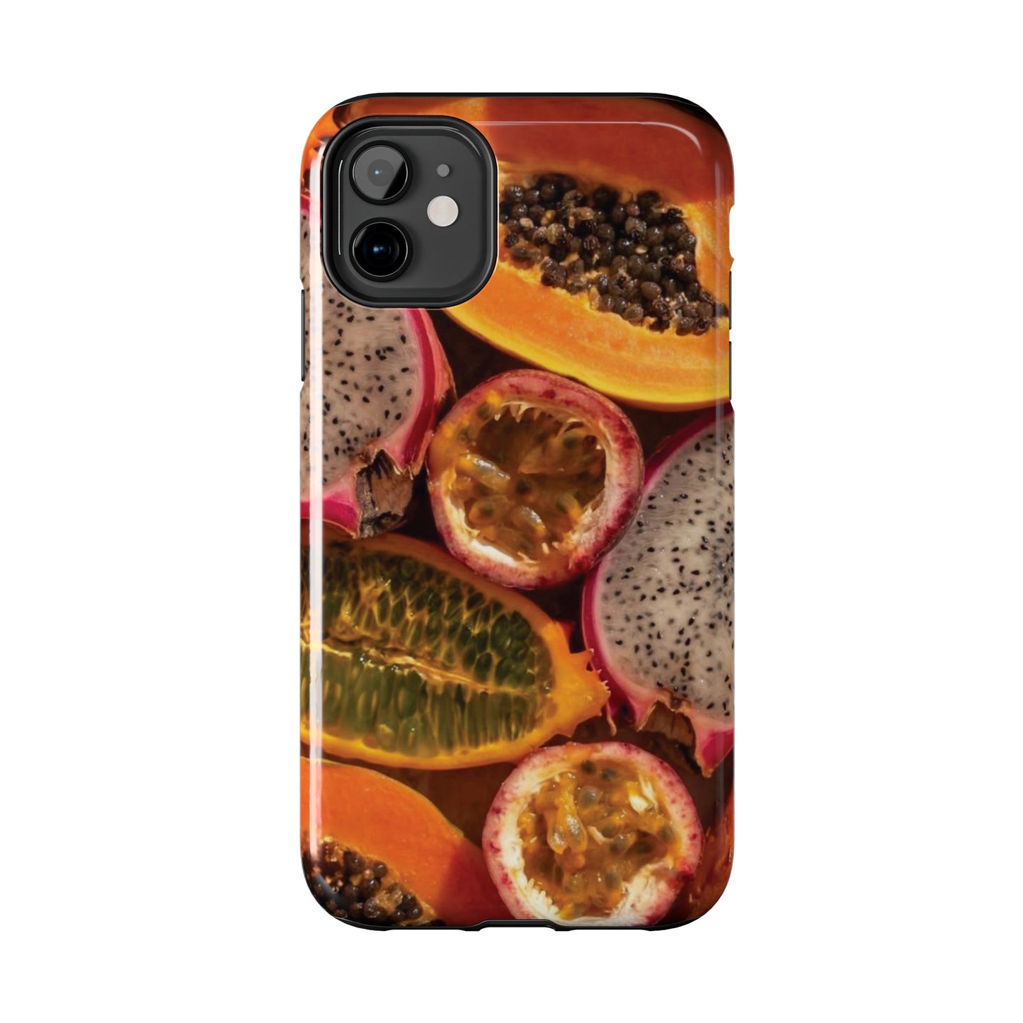 Tropical Fruit Tough Phone Case — Papaya & Dragon Fruit Design