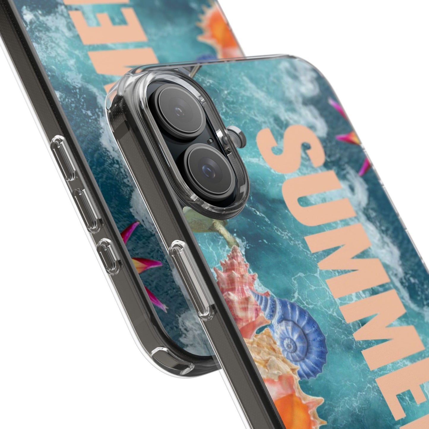 Summer Floral Clear Impact Phone Case — "SUMMER" Tropical Hibiscus Design