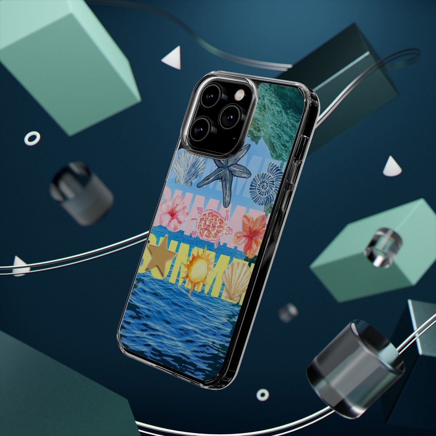 Clear Summer Beach Phone Case — Impact‑Resistant Tropical Design