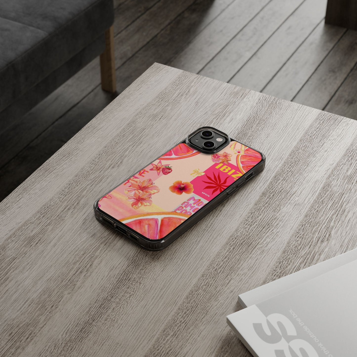Clear Impact Phone Case — Pink Ibiza Citrus Floral Design