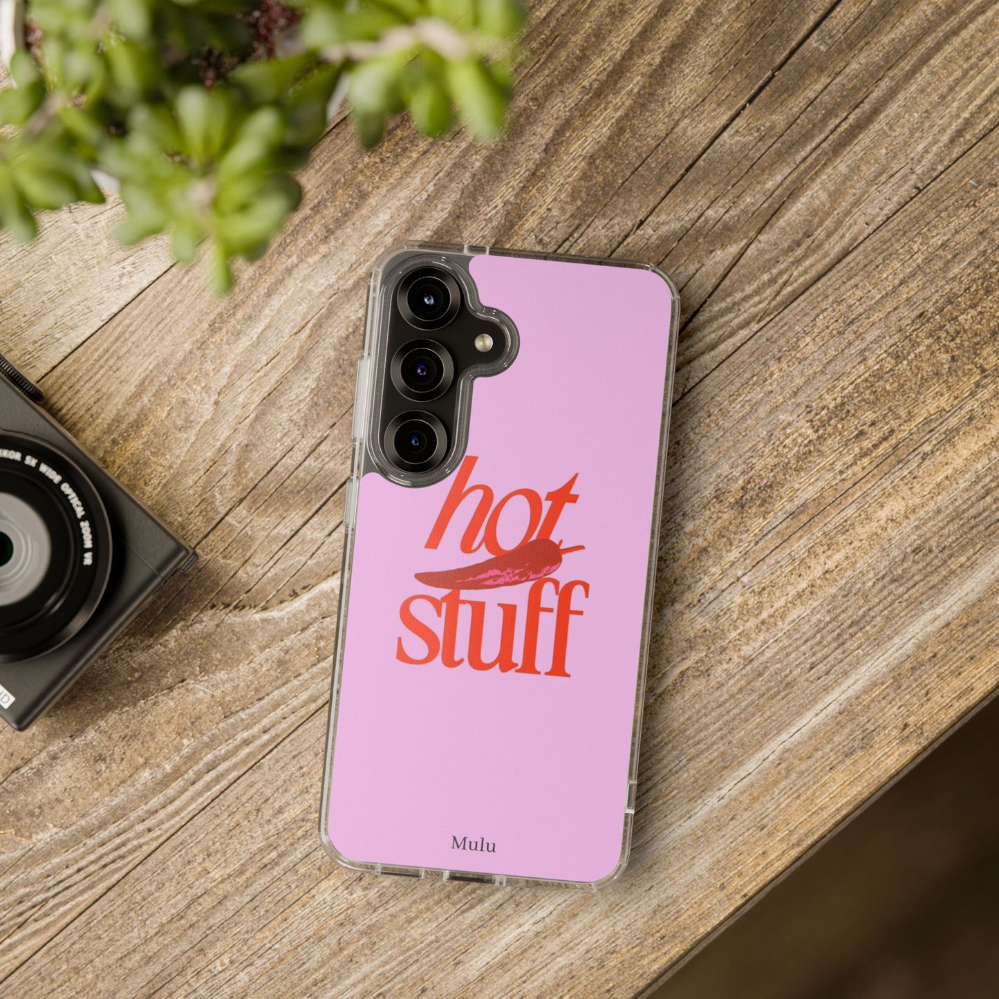 Hot Stuff Clear Impact Phone Case — Pink Retro Typography iPhone Cover