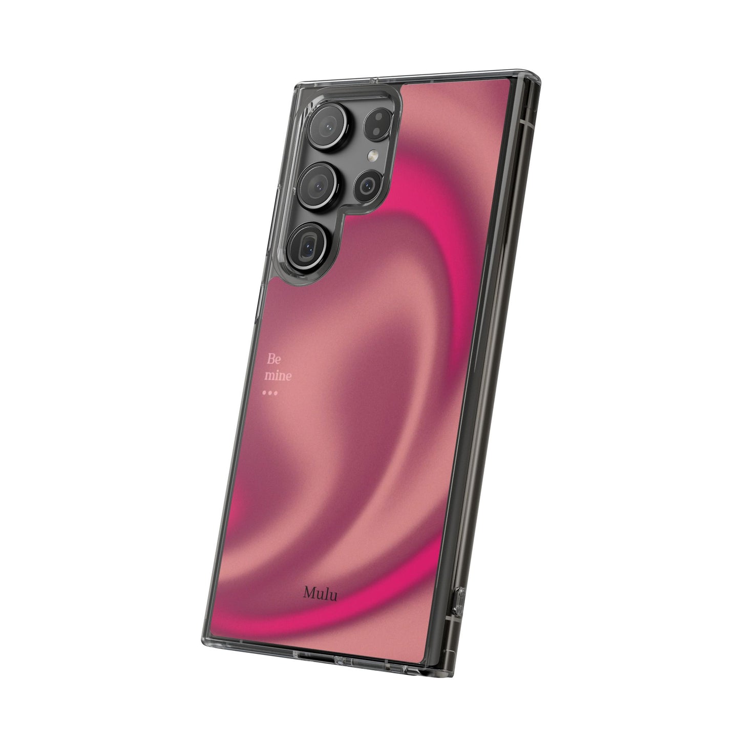 Clear Impact Phone Case — Pink Satin Swirl "Be mine" Design