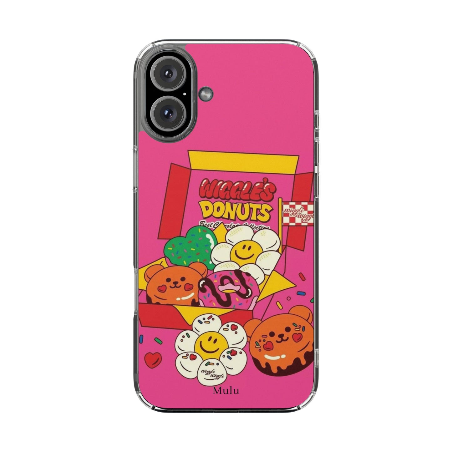 Donut Box Cute Phone Case — Clear Impact‑Resistant iPhone Cover with Smiling Donuts