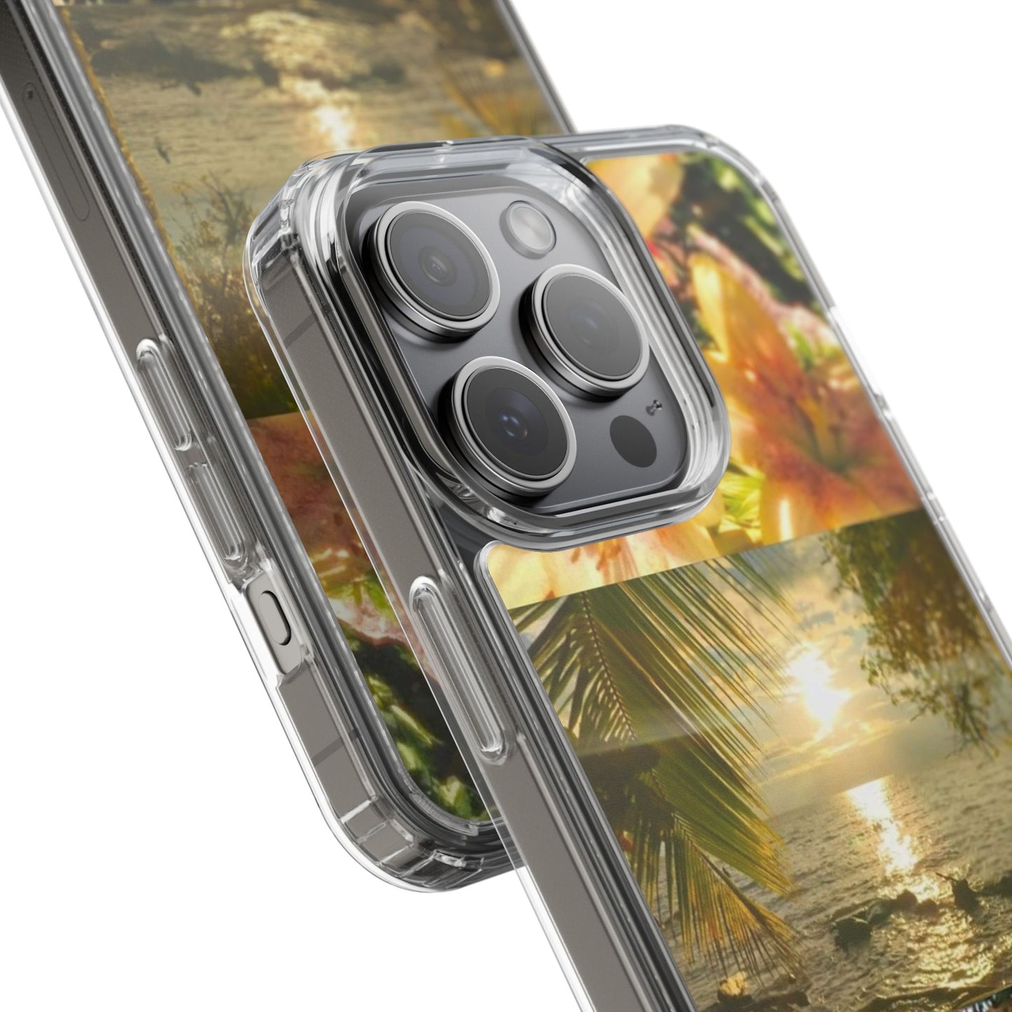 Tropical Sunset Phone Case — Floral Surfboard Clear iPhone Case