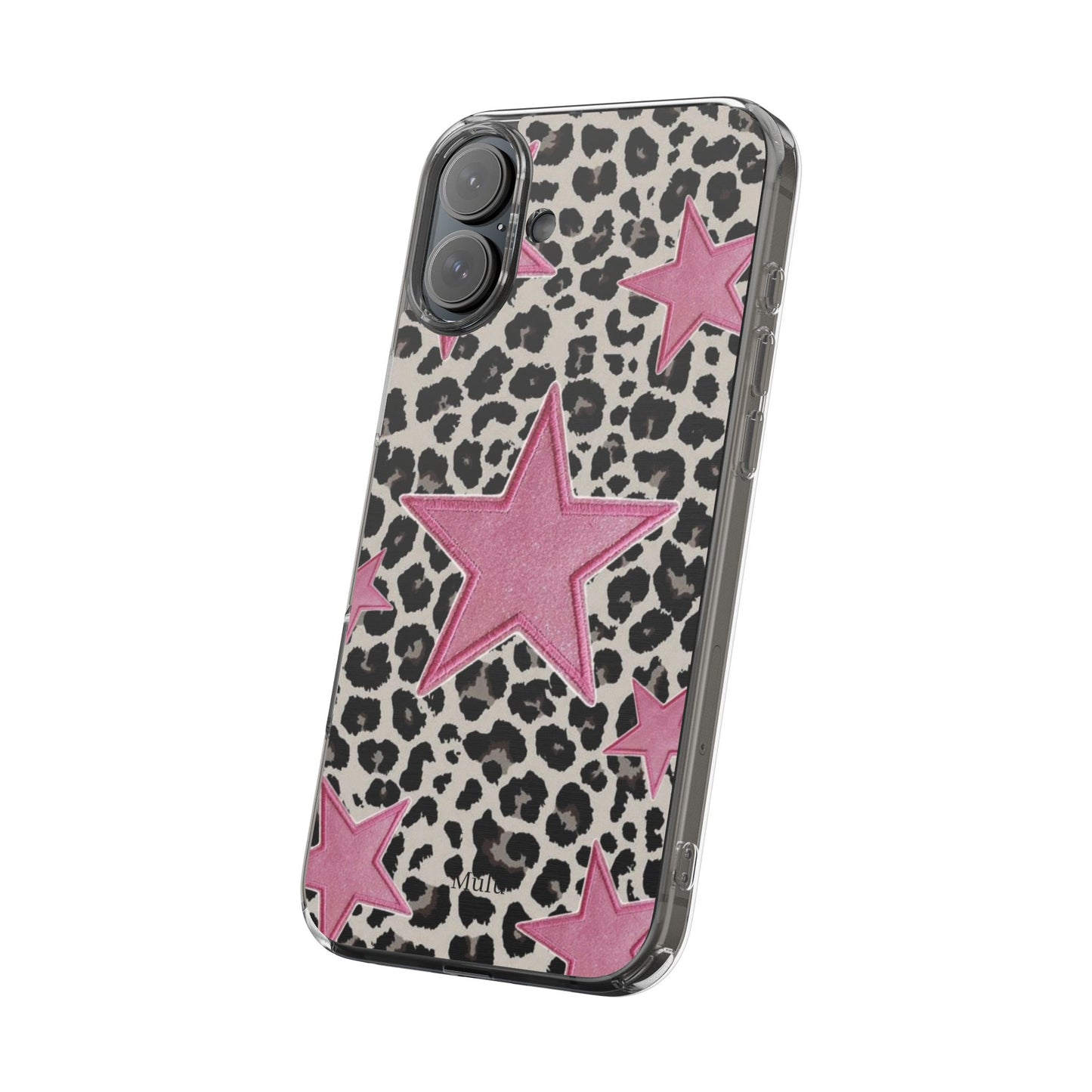 Pink Star Leopard Clear Impact Phone Case