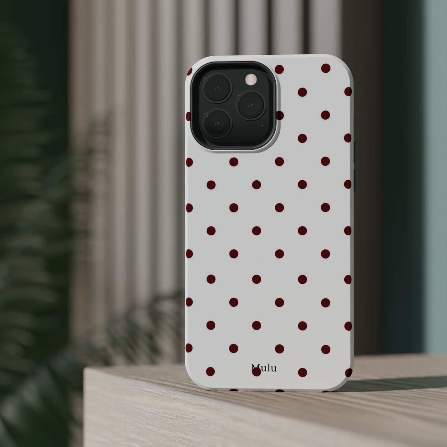 Polka Dot Magnetic Impact-Resistant Phone Case — Red Dots on White