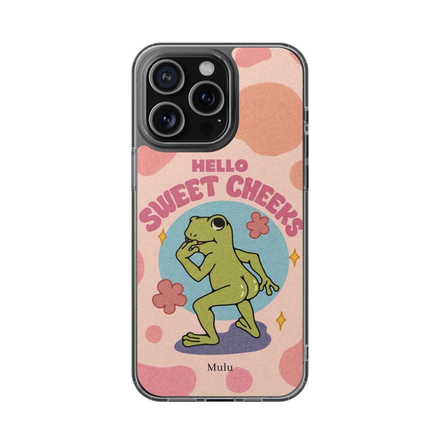 Clear Impact Phone Case — "Hello Sweet Cheeks" Retro Frog Design