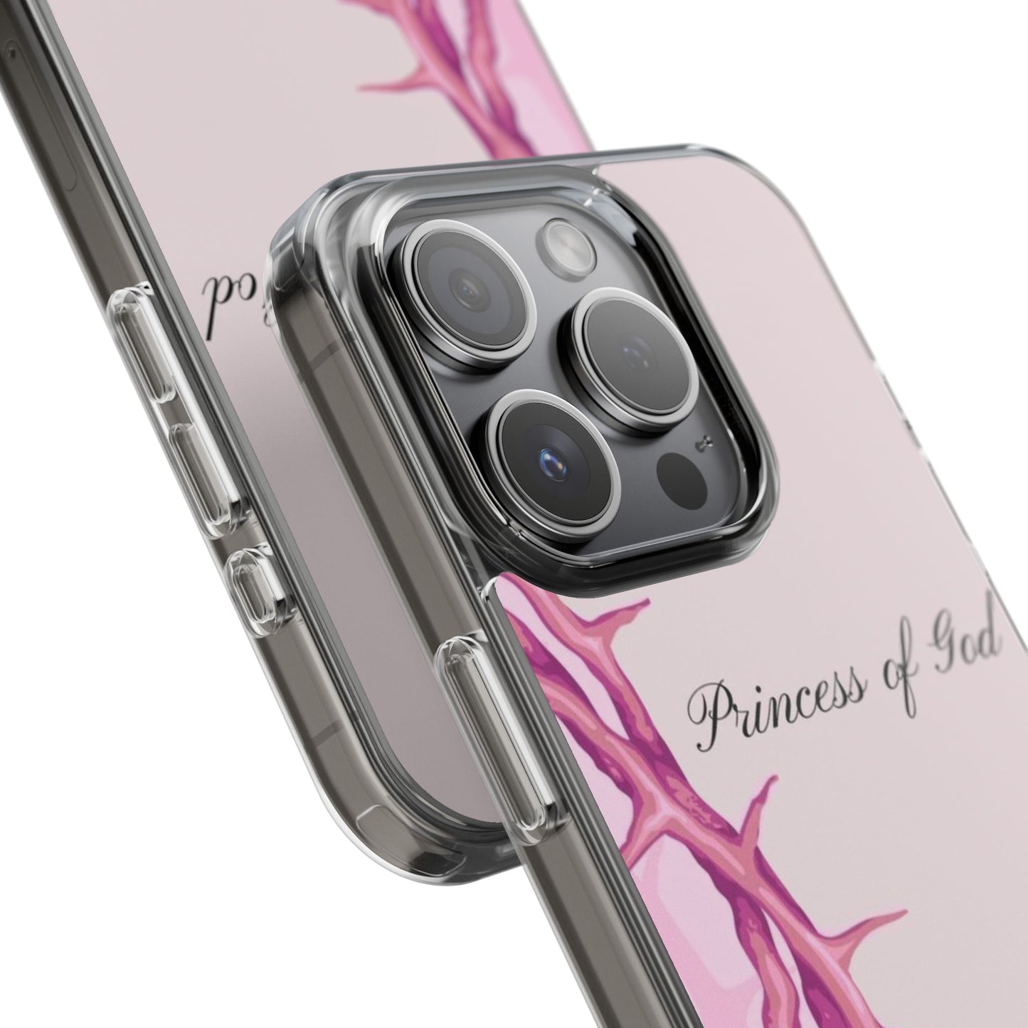 Phone Case — "Princess of God" Pink Crown of Thorns Clear Impact-Resistant Case