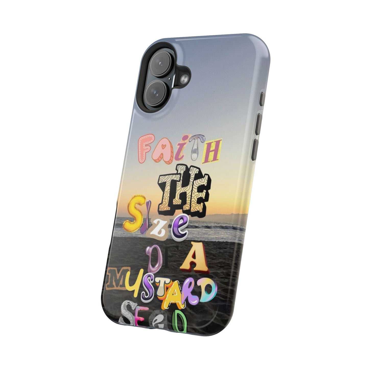 Magnetic Impact-Resistant Phone Case — "Faith the Size of a Mustard Seed" Sunset Design