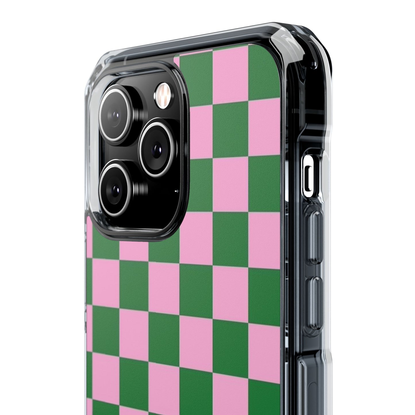 Pink & Green Checkerboard Magnetic Clear Phone Case