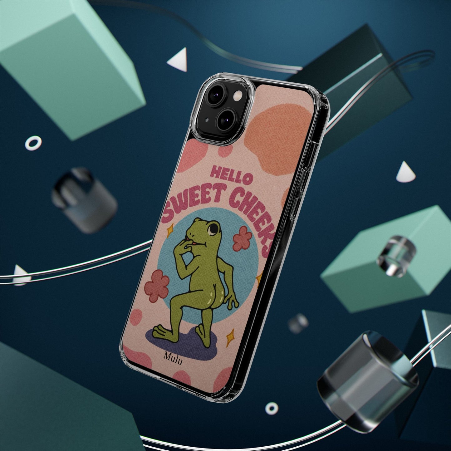 Clear Impact Phone Case — "Hello Sweet Cheeks" Retro Frog Design