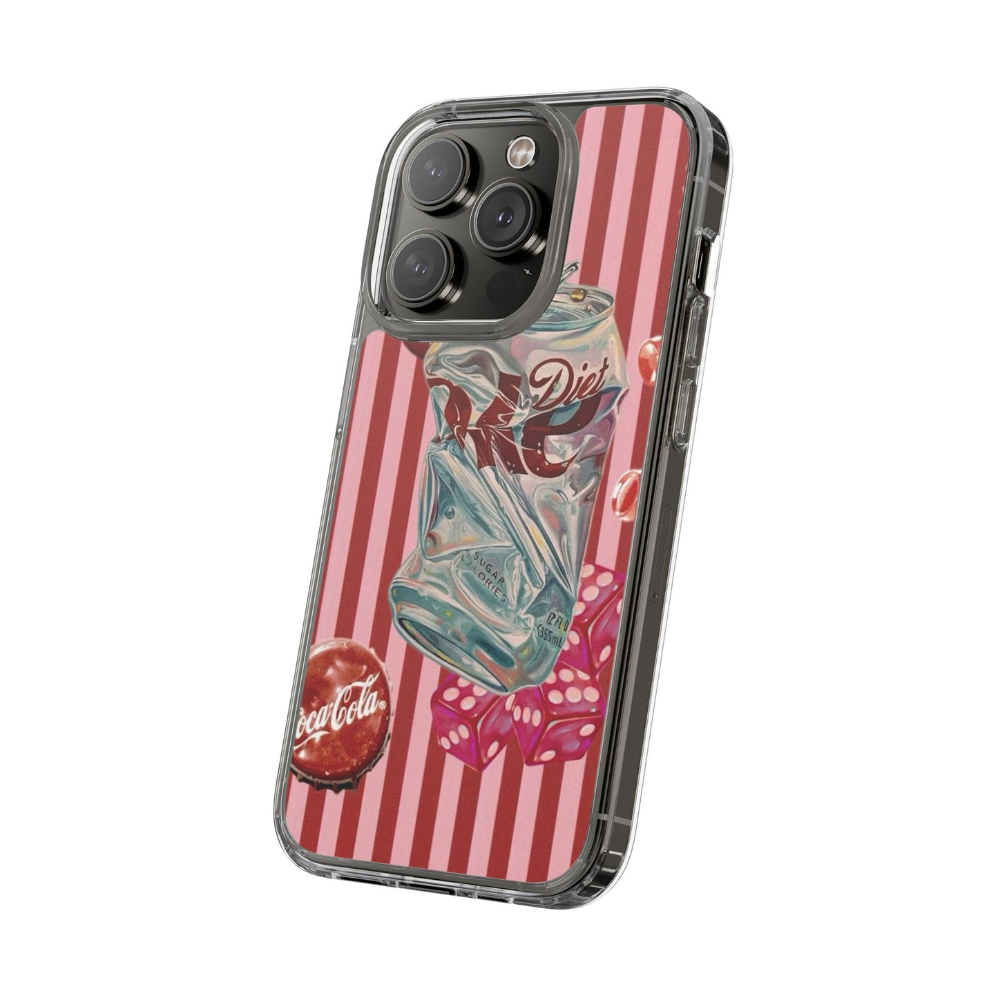 Diet Cola Crush Clear Phone Case – Retro Soda Pop Design
