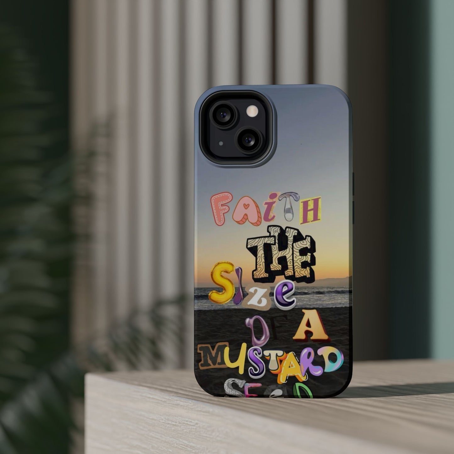 Magnetic Impact-Resistant Phone Case — "Faith the Size of a Mustard Seed" Sunset Design