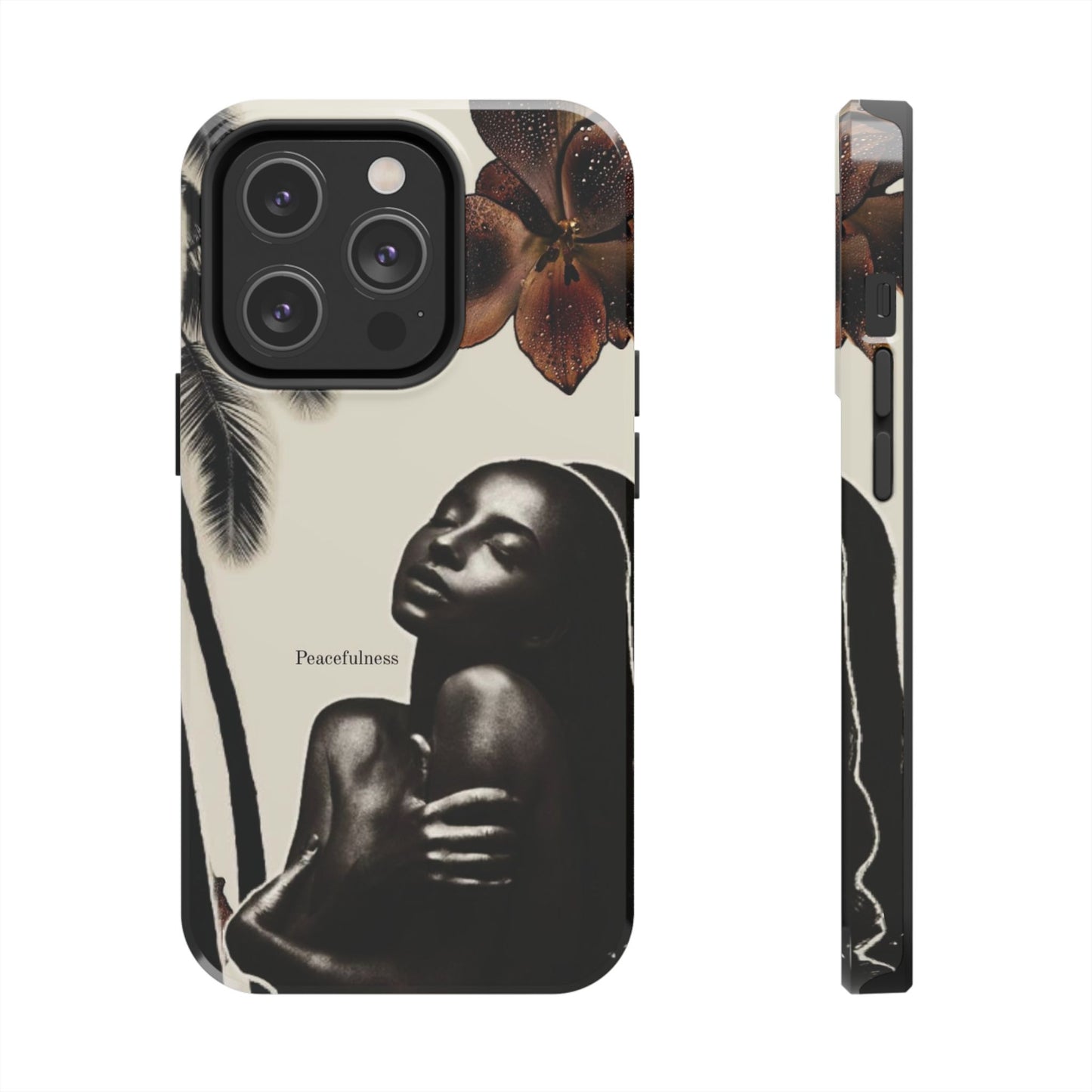 Tough Phone Case — "Peacefulness" Artistic Black Woman Floral Design