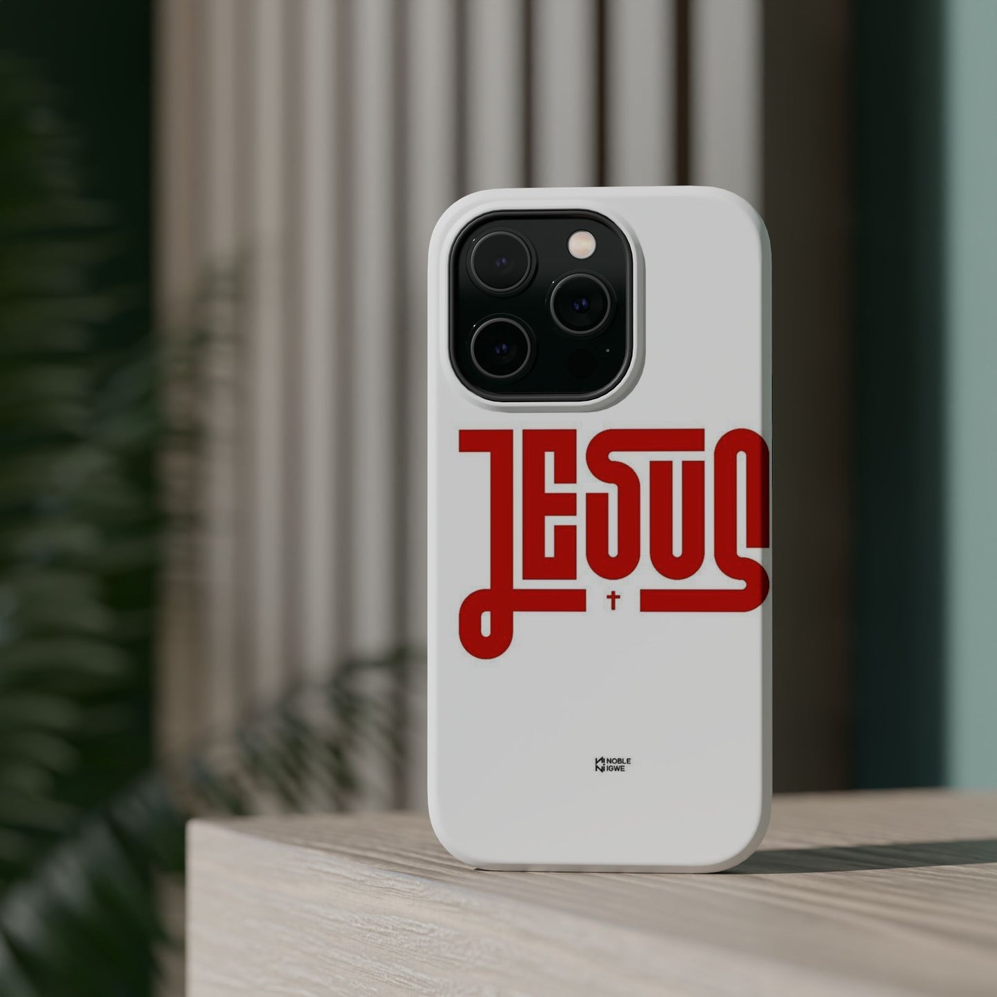 Jesus Magnetic Impact‑Resistant Phone Case — Bold Red Script Christian iPhone Cover