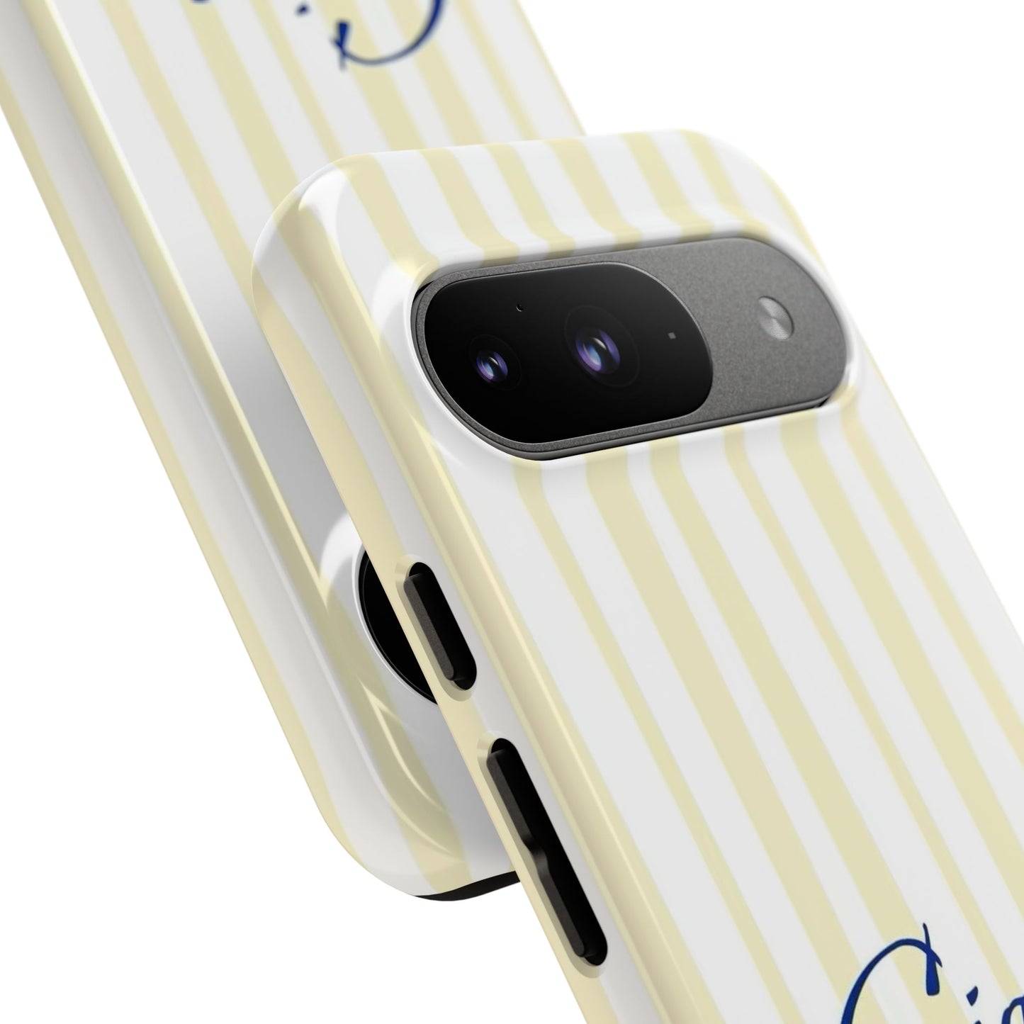 Ciao Bella Phone Case – Striped Elegant Italian Script Protective Cover