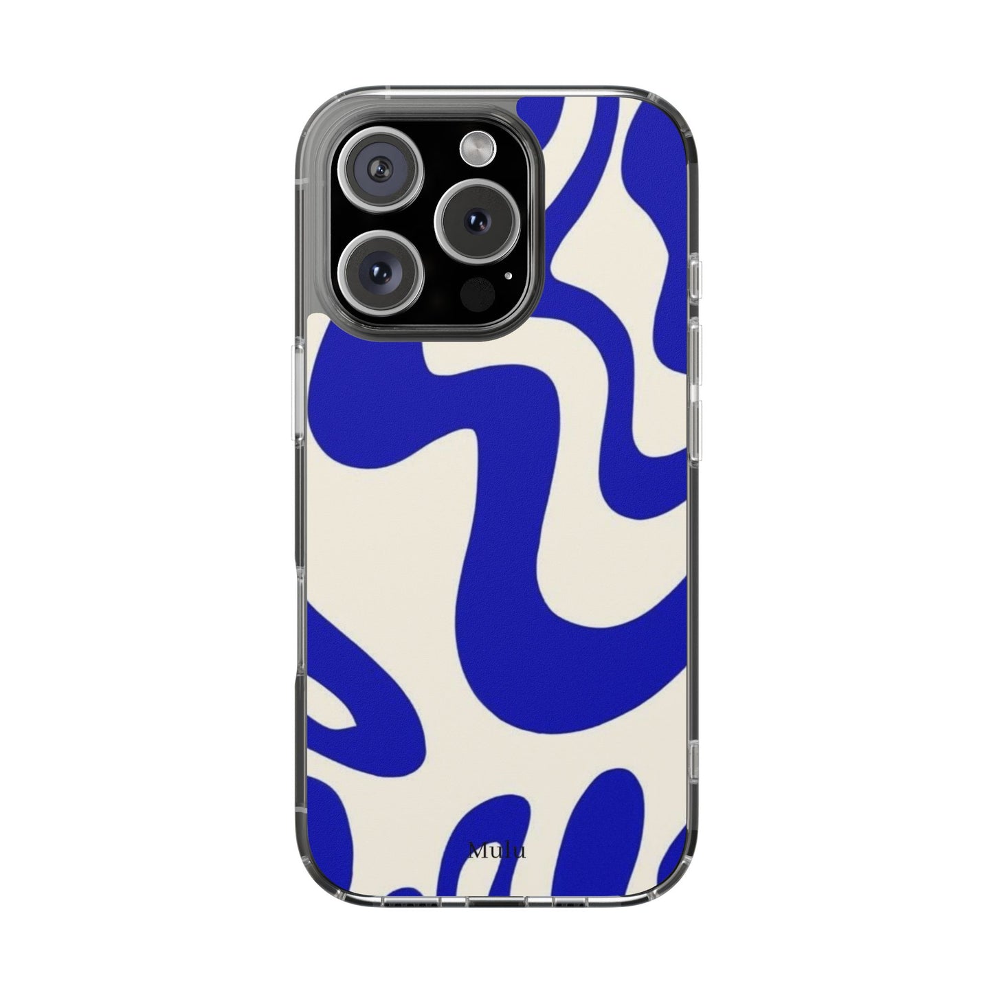 Clear Impact-Resistant Case — Blue Abstract Wavy Pattern