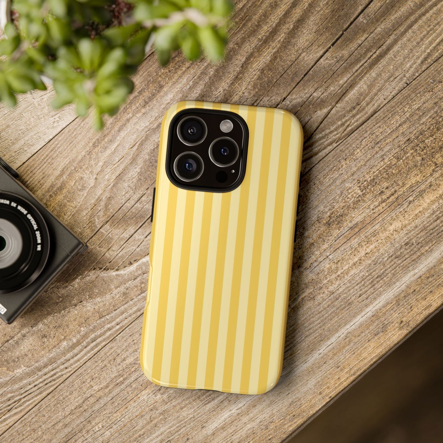Yellow Stripe Tough Phone Case — Durable Protective iPhone Cover