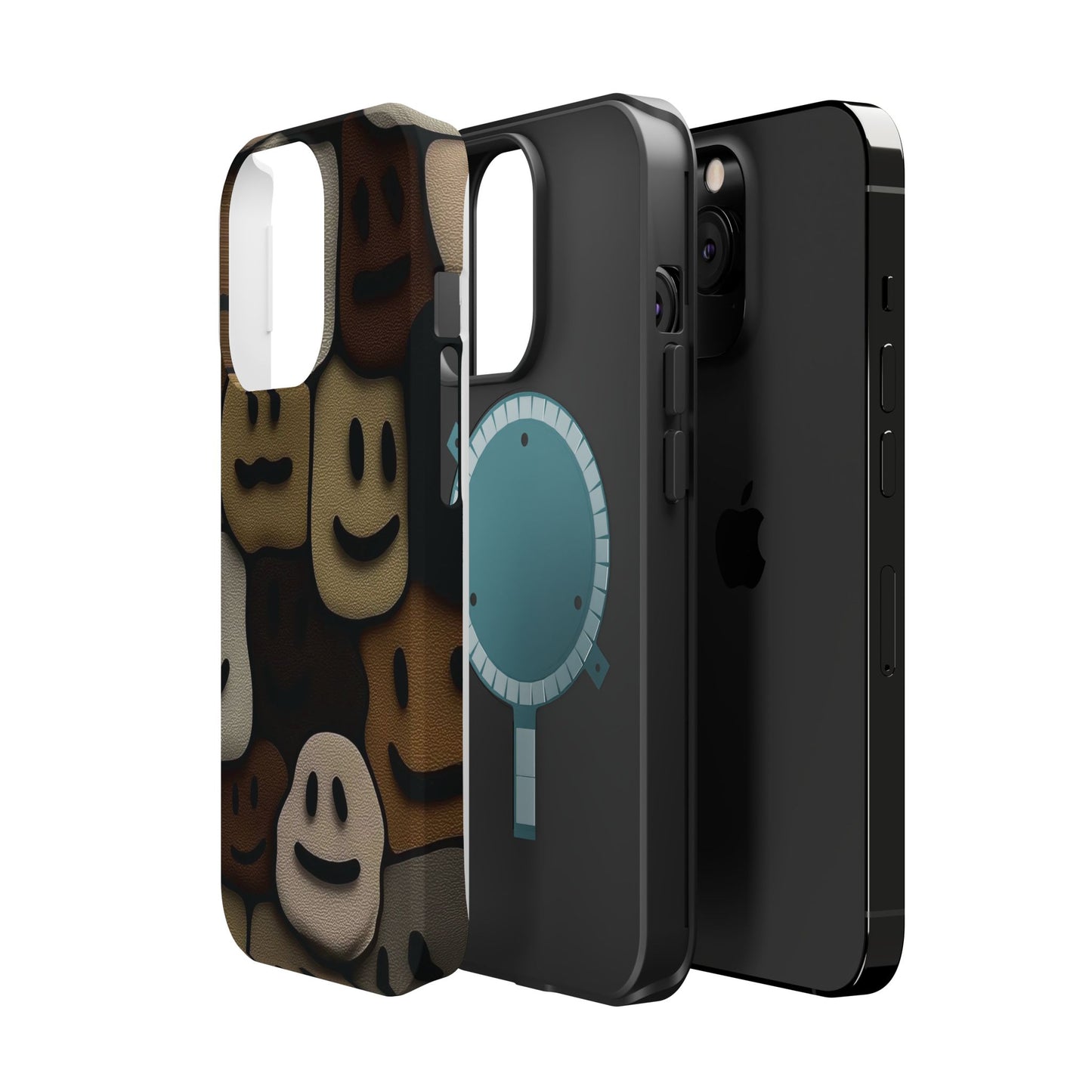 Magnetic Impact-Resistant Case — Brown Smiley Tile Phone Cover