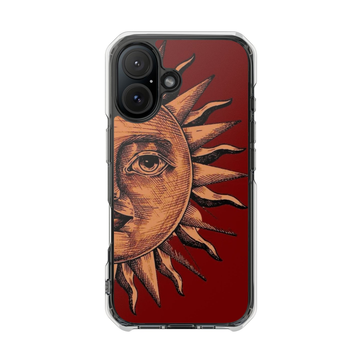 Vintage Sun Illustration Magnetic Clear Impact Phone Case