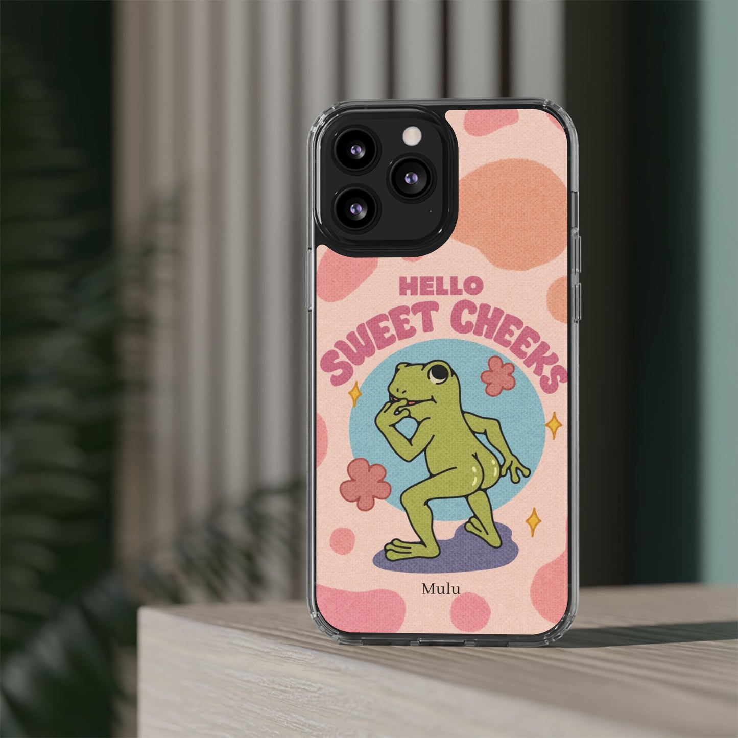 Clear Impact Phone Case — "Hello Sweet Cheeks" Retro Frog Design