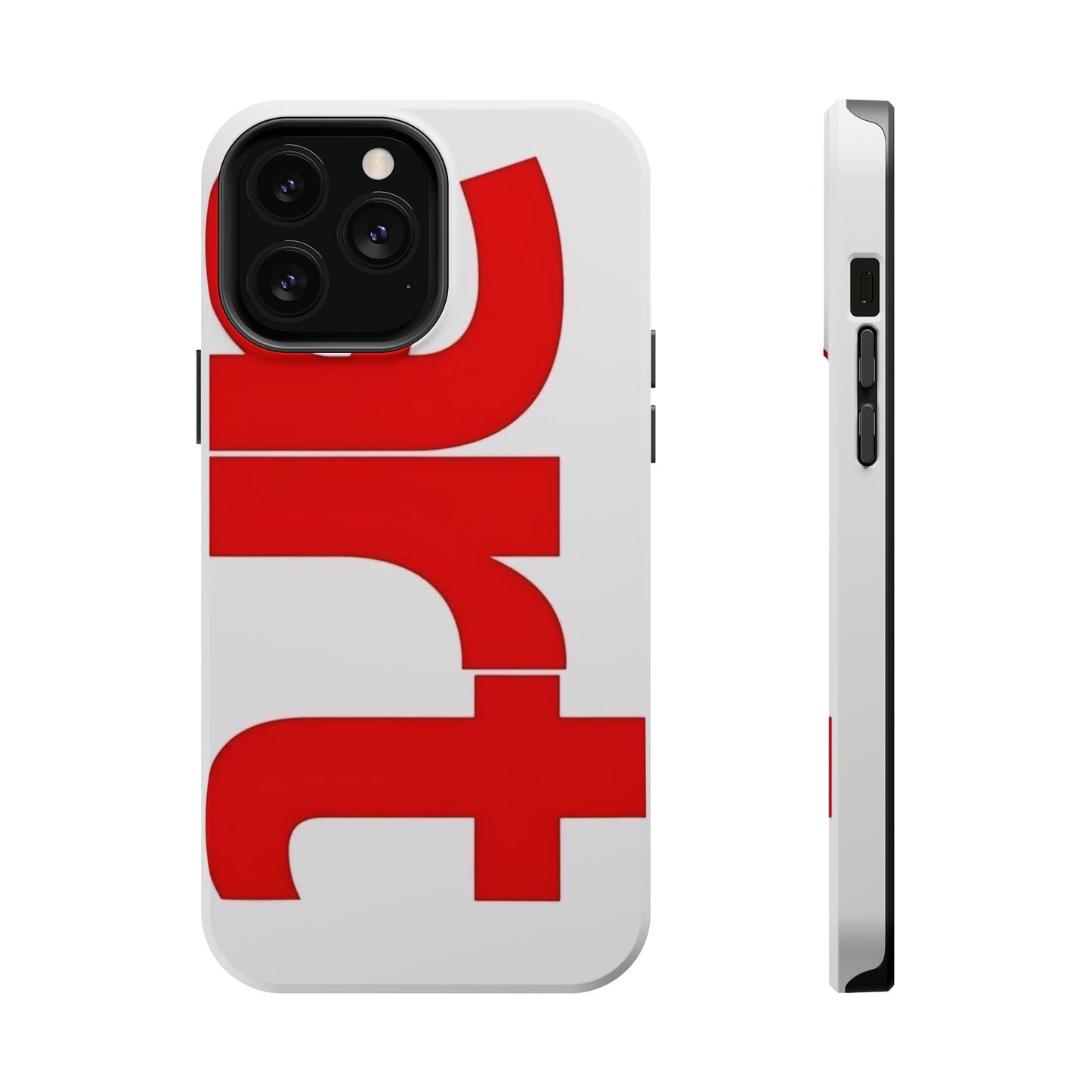 Magnetic Impact-Resistant Phone Case — Bold Red Typographic Design