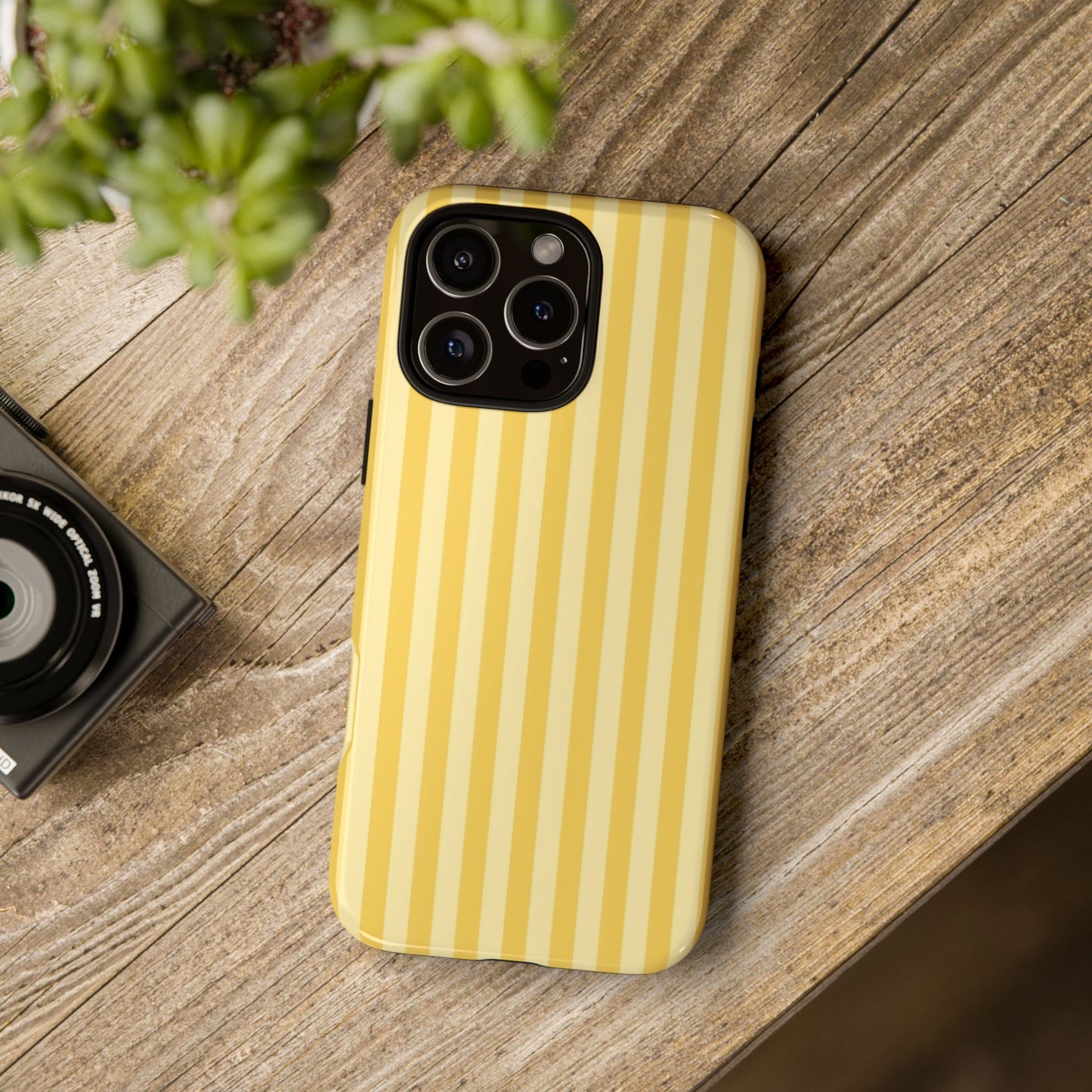 Yellow Stripe Tough Phone Case — Durable Protective iPhone Cover