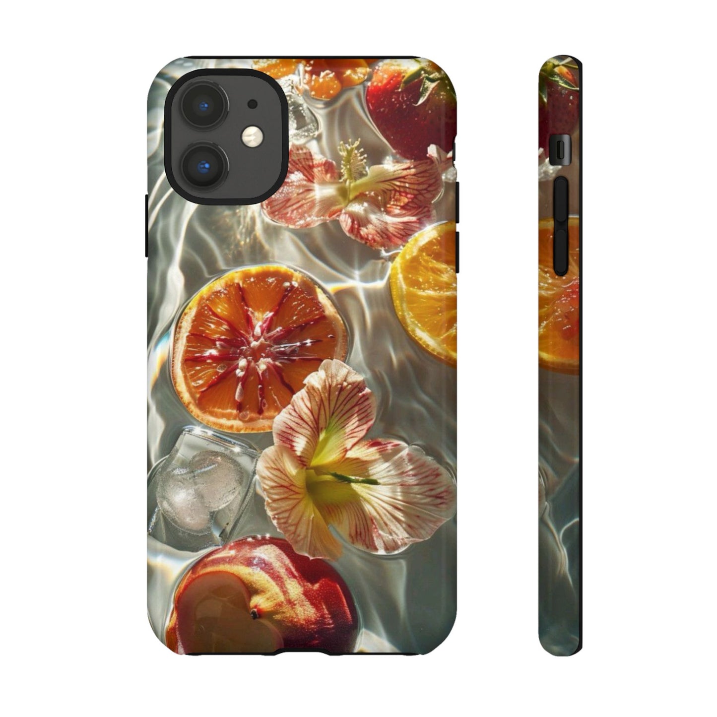 Citrus & Hibiscus Protective Phone Case – Summer Fruit Water Print Tough Case