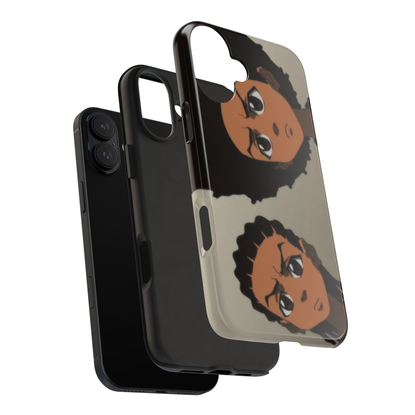 Tough Phone Case — Afro Anime Duo Face Design, Protective Shockproof Cover